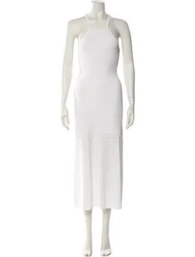 Pre-owned Sandro Square Neckline Long Dress In White