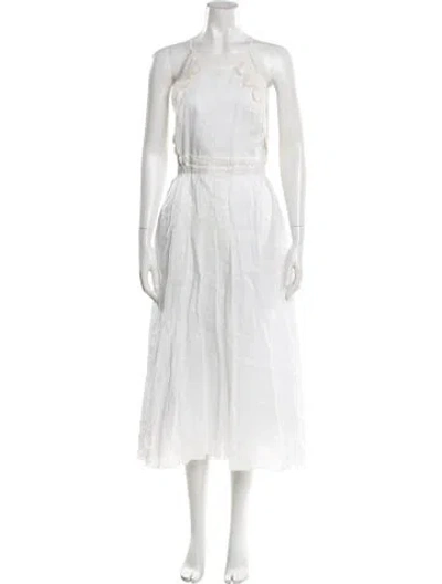 Pre-owned Sandro Square Neckline Long Dress In White
