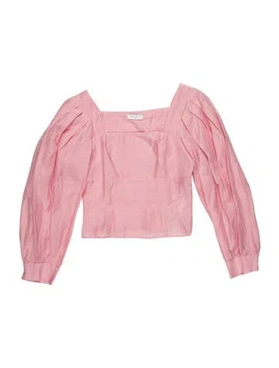 Pre-owned Sandro Square Neckline Long Sleeve Blouse In Pink