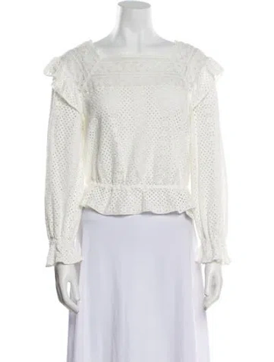 Pre-owned Sandro Square Neckline Long Sleeve Crop Top In White