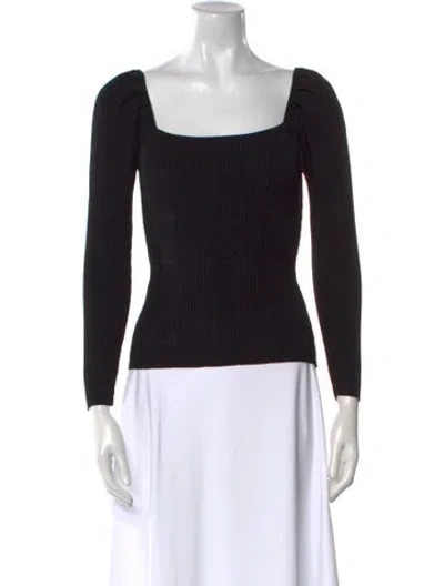 Pre-owned Sandro Square Neckline Long Sleeve Top In Black