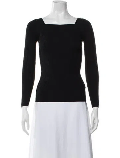 Pre-owned Sandro Square Neckline Long Sleeve Top In Black