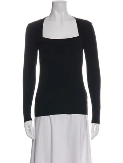 Pre-owned Sandro Square Neckline Long Sleeve Top In Black