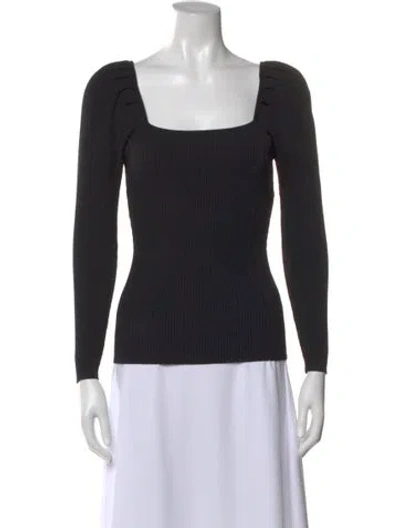 Pre-owned Sandro Square Neckline Long Sleeve Top In Black