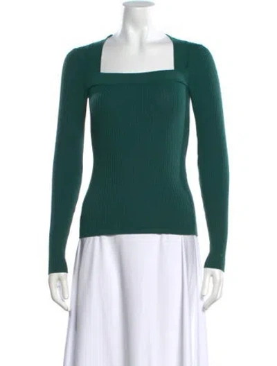 Pre-owned Sandro Square Neckline Long Sleeve Top In Green