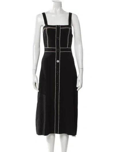 Pre-owned Sandro Square Neckline Midi Length Dress In Black