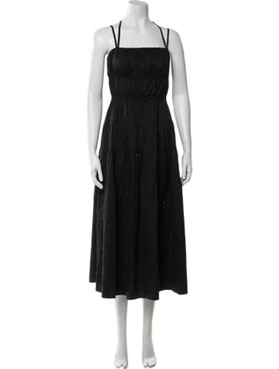 Pre-owned Sandro Square Neckline Midi Length Dress In Black