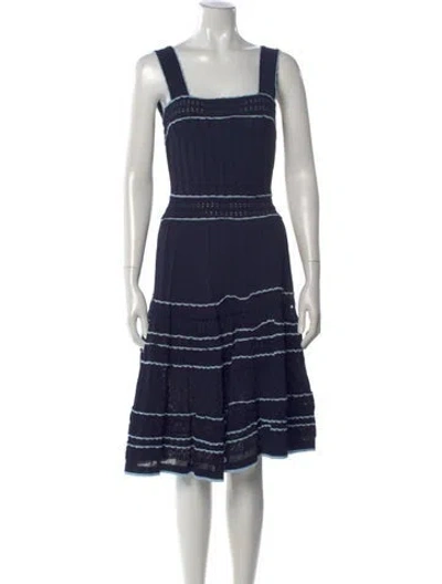 Pre-owned Sandro Square Neckline Midi Length Dress In Blue