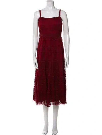 Pre-owned Sandro Square Neckline Midi Length Dress In Burgundy