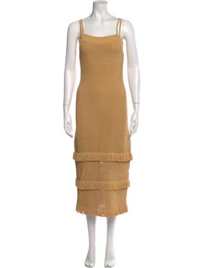 Pre-owned Sandro Square Neckline Midi Length Dress In Neutral