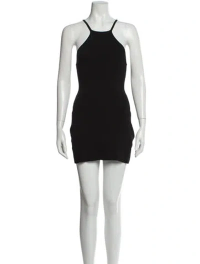 Pre-owned Sandro Square Neckline Mini Dress In Black