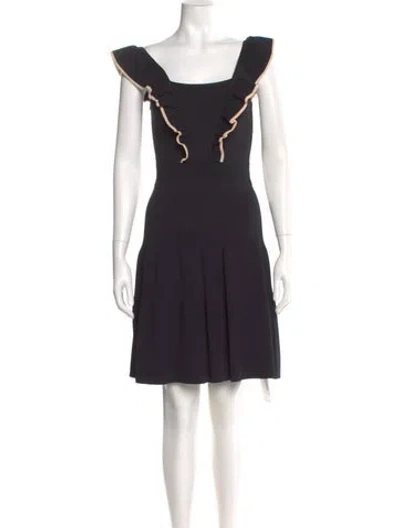Pre-owned Sandro Square Neckline Mini Dress In Black