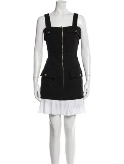 Pre-owned Sandro Square Neckline Mini Dress In Black