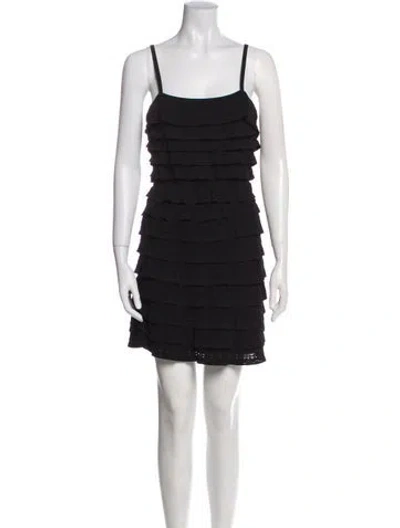 Pre-owned Sandro Square Neckline Mini Dress In Black