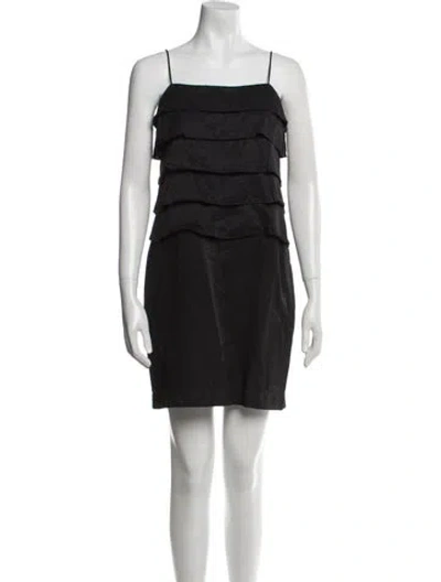 Pre-owned Sandro Square Neckline Mini Dress In Black