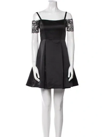 Pre-owned Sandro Square Neckline Mini Dress In Black