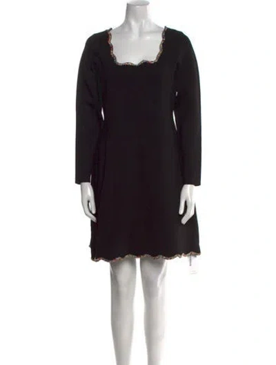 Pre-owned Sandro Square Neckline Mini Dress In Black