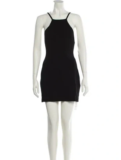 Pre-owned Sandro Square Neckline Mini Dress In Black