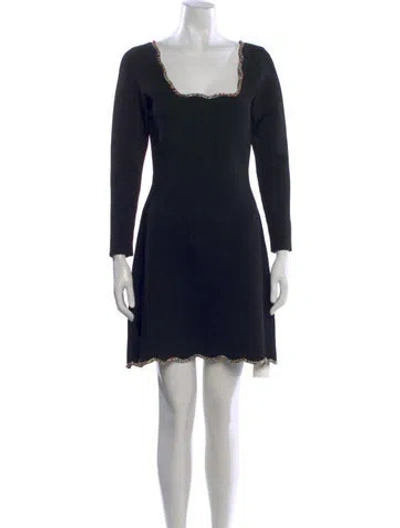 Pre-owned Sandro Square Neckline Mini Dress In Black