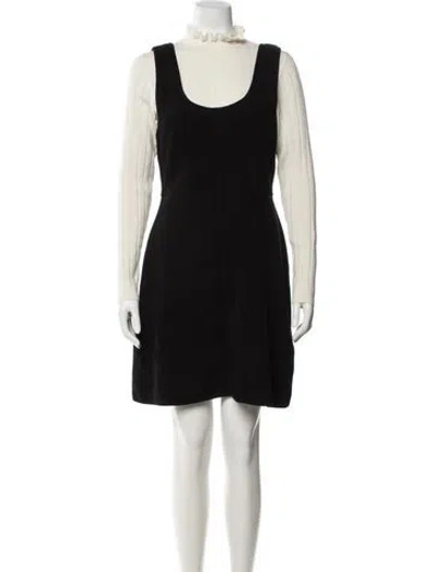 Pre-owned Sandro Square Neckline Mini Dress In Black
