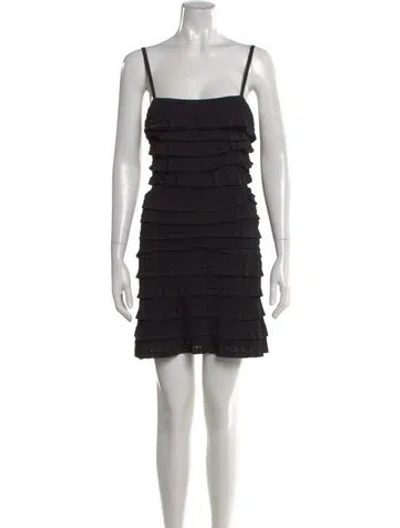 Pre-owned Sandro Square Neckline Mini Dress In Black