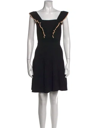 Pre-owned Sandro Square Neckline Mini Dress In Black
