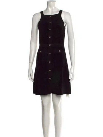 Pre-owned Sandro Square Neckline Mini Dress In Black