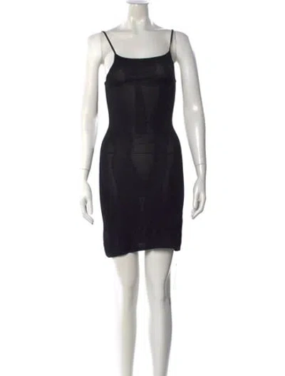 Pre-owned Sandro Square Neckline Mini Dress In Black