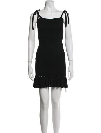 Pre-owned Sandro Square Neckline Mini Dress In Black