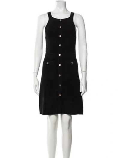 Pre-owned Sandro Square Neckline Mini Dress In Black