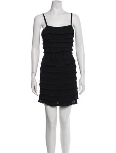 Pre-owned Sandro Square Neckline Mini Dress In Black