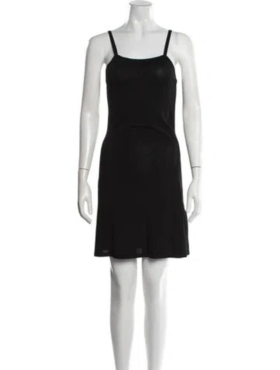 Pre-owned Sandro Square Neckline Mini Dress In Black