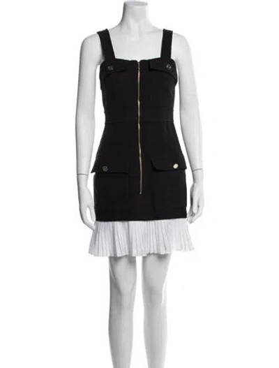 Pre-owned Sandro Square Neckline Mini Dress In Black