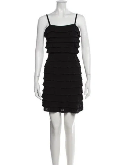 Pre-owned Sandro Square Neckline Mini Dress In Black