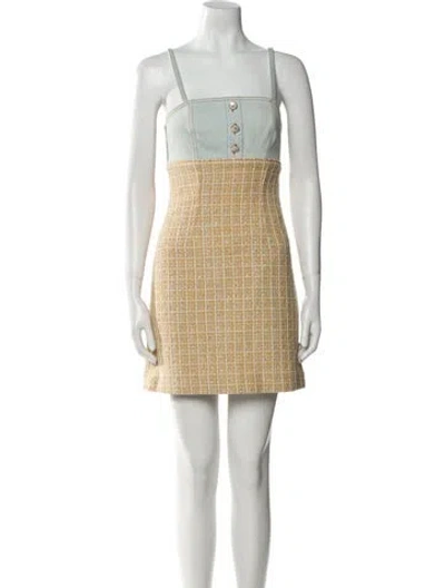 Pre-owned Sandro Square Neckline Mini Dress In Blue