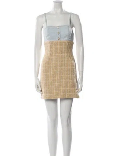 Pre-owned Sandro Square Neckline Mini Dress In Blue