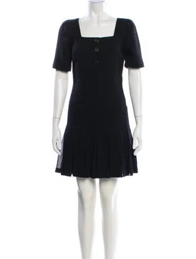Pre-owned Sandro Square Neckline Mini Dress In Blue