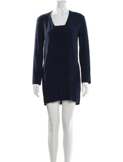 Pre-owned Sandro Square Neckline Mini Dress In Blue