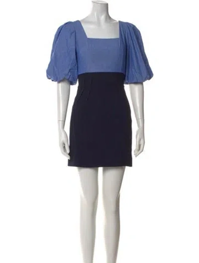 Pre-owned Sandro Square Neckline Mini Dress In Blue