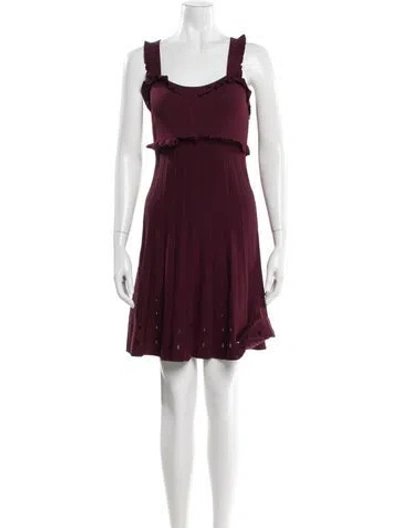 Pre-owned Sandro Square Neckline Mini Dress In Burgundy