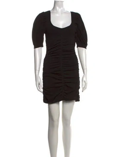 Pre-owned Sandro Square Neckline Mini Dress W/ Tags In Black