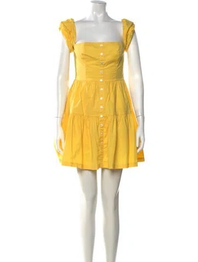 Pre-owned Sandro Square Neckline Mini Dress In Yellow