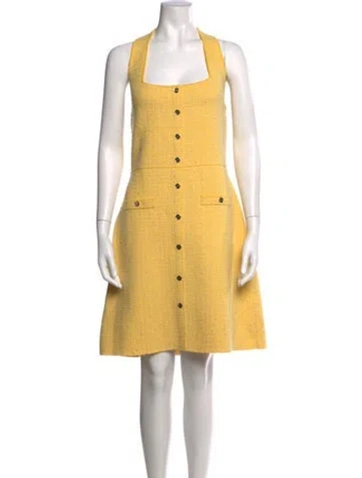 Pre-owned Sandro Square Neckline Mini Dress In Yellow