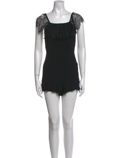 Pre-owned Sandro Square Neckline Romper In Black