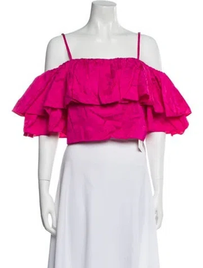 Pre-owned Sandro Square Neckline Short Sleeve Crop Top W/ Tags In Pink