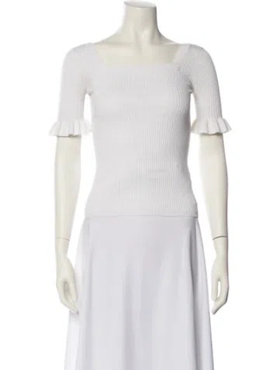 Pre-owned Sandro Square Neckline Short Sleeve Crop Top In White