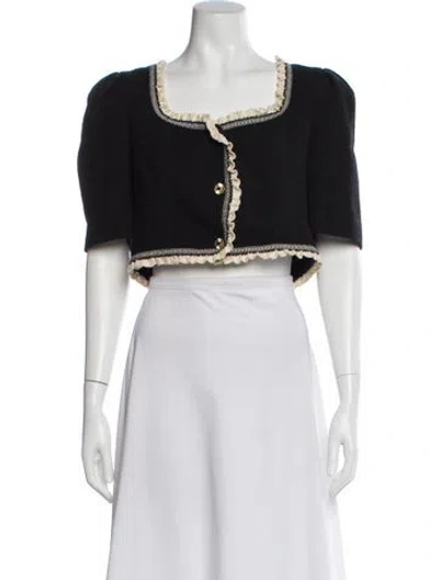 Pre-owned Sandro Square Neckline Short Sleeve Top In Black