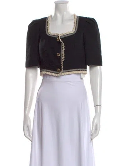 Pre-owned Sandro Square Neckline Short Sleeve Top In Black