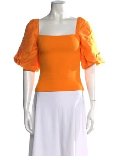 Pre-owned Sandro Square Neckline Short Sleeve Top In Orange