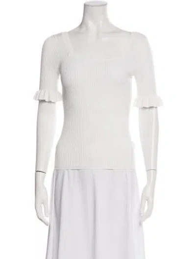 Pre-owned Sandro Square Neckline Short Sleeve Top In White